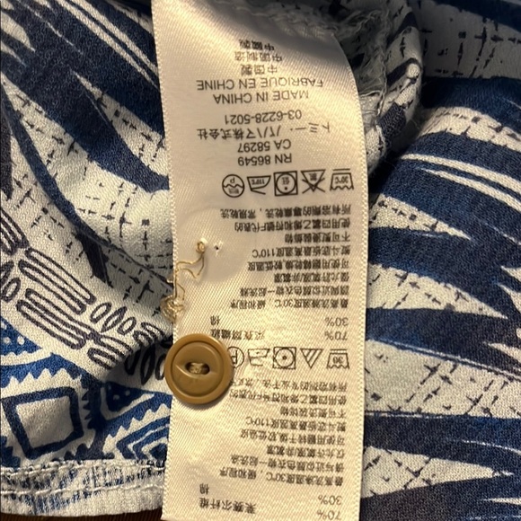 Tommy Bahama Relax Lyocell Blend Blue Button Down Shirt Aztec Tropical Print XXL - Picture 14 of 14